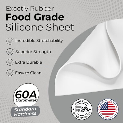 FDA White Silicone Rubber Sheet, 60A 1/16 x 12 x 18'' Food Grade Gasket Material