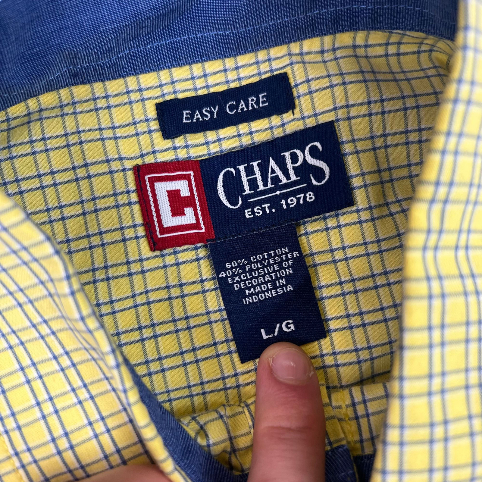 Chaps Ralph Lauren Yellow Plaid Logo Embroidered Short Sleeve Shirt Large image 5