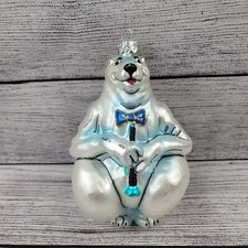 Made in Poland Hand Blown Glass Polar Bear Chrhristmas Ornament