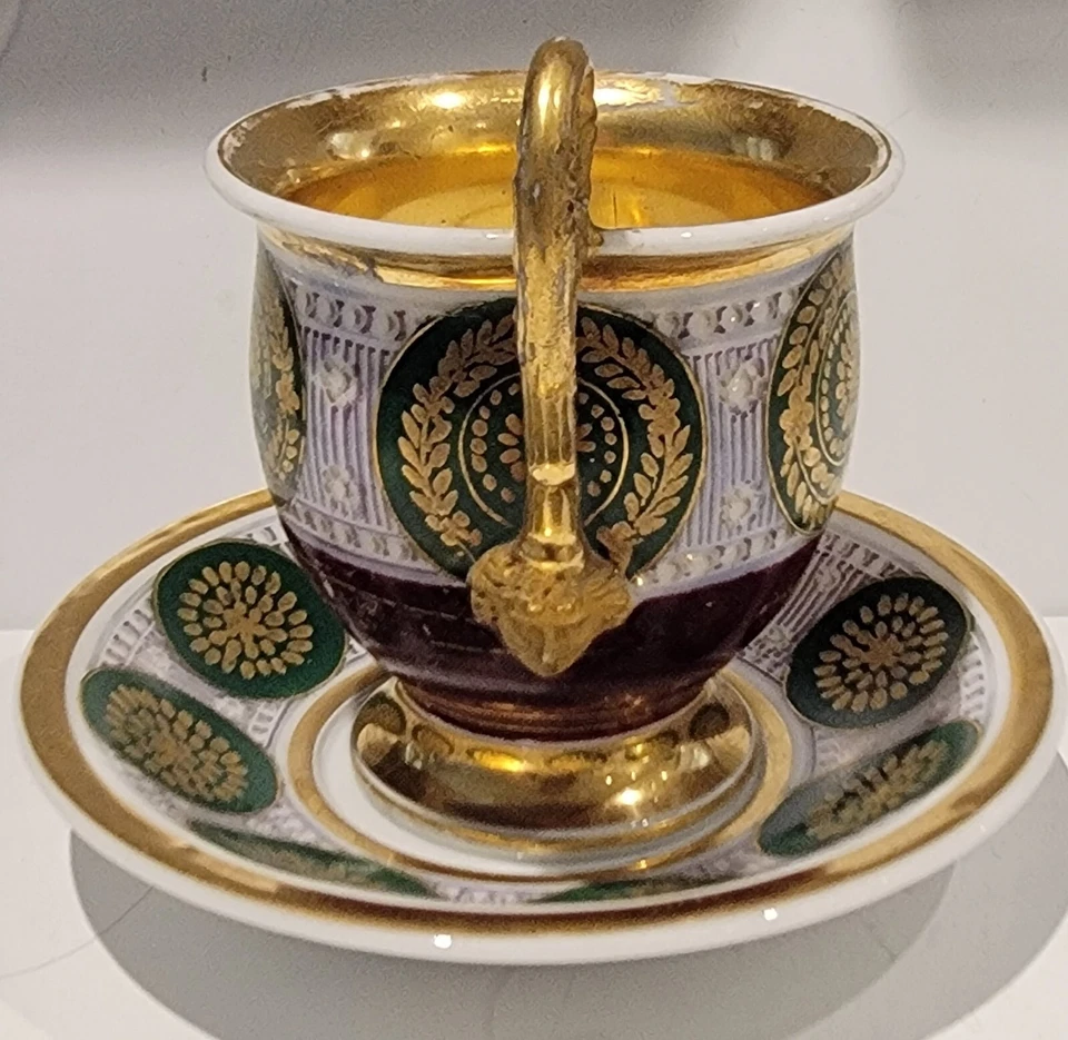 Beautiful Antique Old Paris Porcelain Empire Period Cup with Saucer c1810-1820 - Image 3 of 4