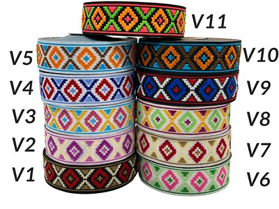 10m Borte Gewebt/Webband Aztek/Retro/Tribal 25mm Breit (1,19 /m)