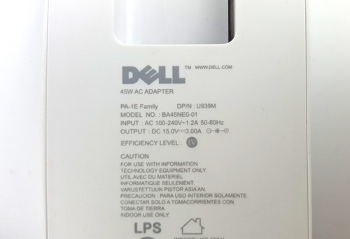 Genuine Dell Adamo 13 PA-1E BA45NE0-01 AC Power Adapter 45W White U939M 0U939M - Picture 3 of 3