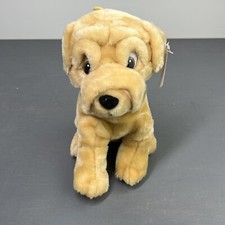 Vintage Stuffed Dog Toy Plush 12  New Brown Eyes