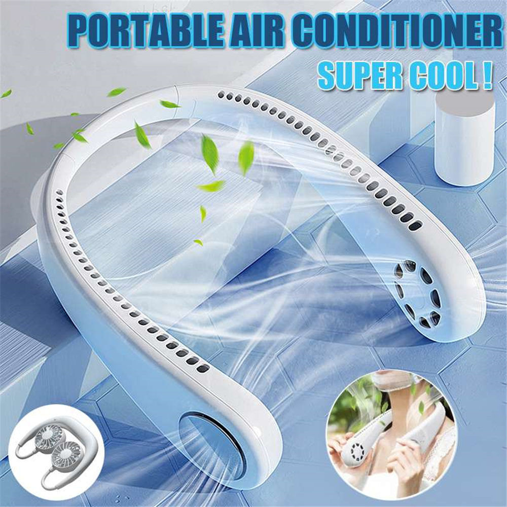 Portable Neck Fan Wearable Bladeless Fan Rechargeable Cooling Personal Fan White