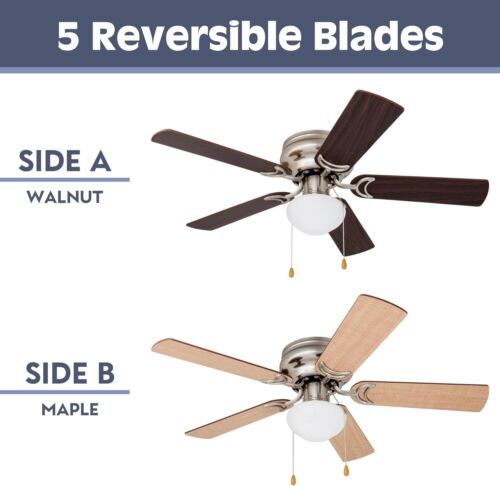 Stylish 42-Inch Flush Mount Ceiling Fan with Light, Ideal for Small Rooms - Picture 5 of 13