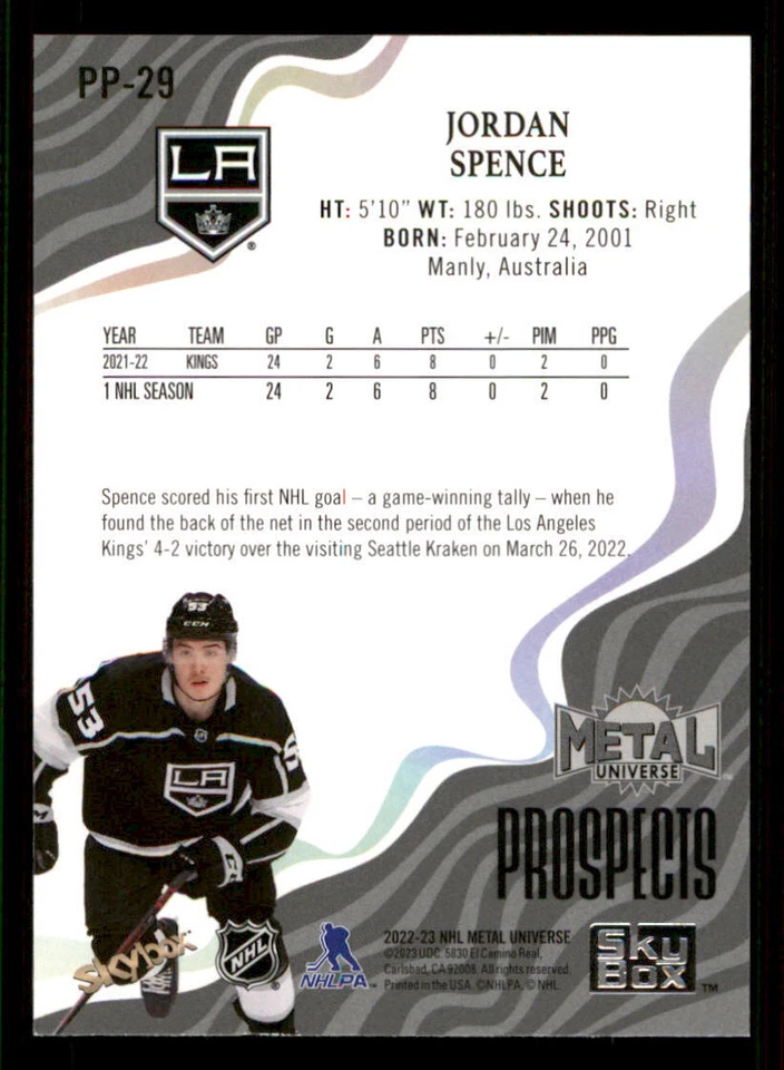 2022-23 Metal Universe Skybox Premium Prospects #PP29 Jordan Spence - Image 2 of 2