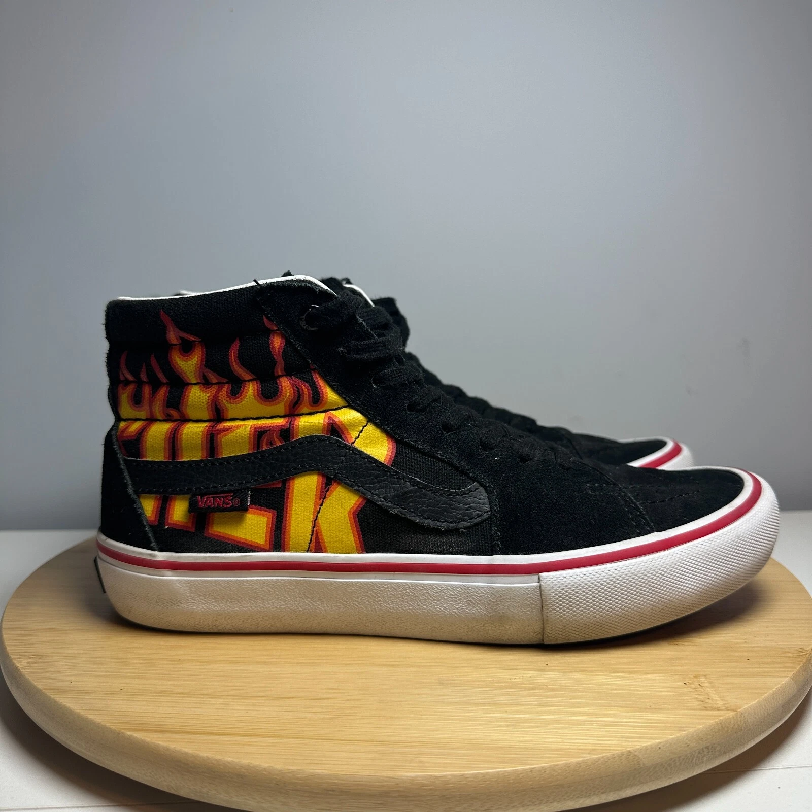 Scarpe Vans uomo taglia 7 5 nere skateboard alte fiamme sneakers nere