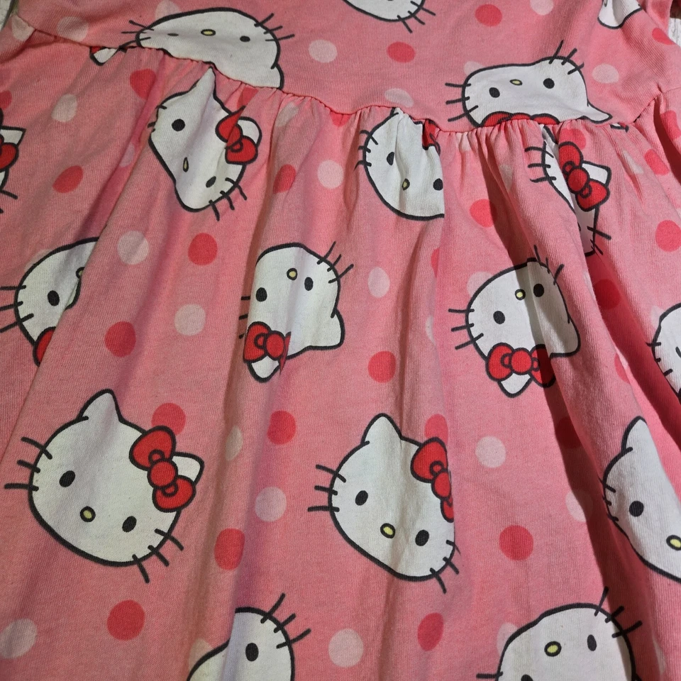 Девочка размер MED (8) Hello Kitty хлопок платье с коротким рукавом розовый новый - Изображение 3 из 4