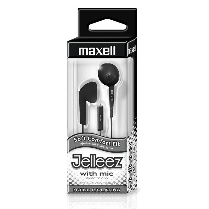 Maxell Jelleez Soft Earbuds with Mic, Black