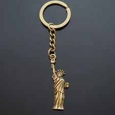 Vintage Statue of Liberty New York Pendant Keychain Key chain - Bronze