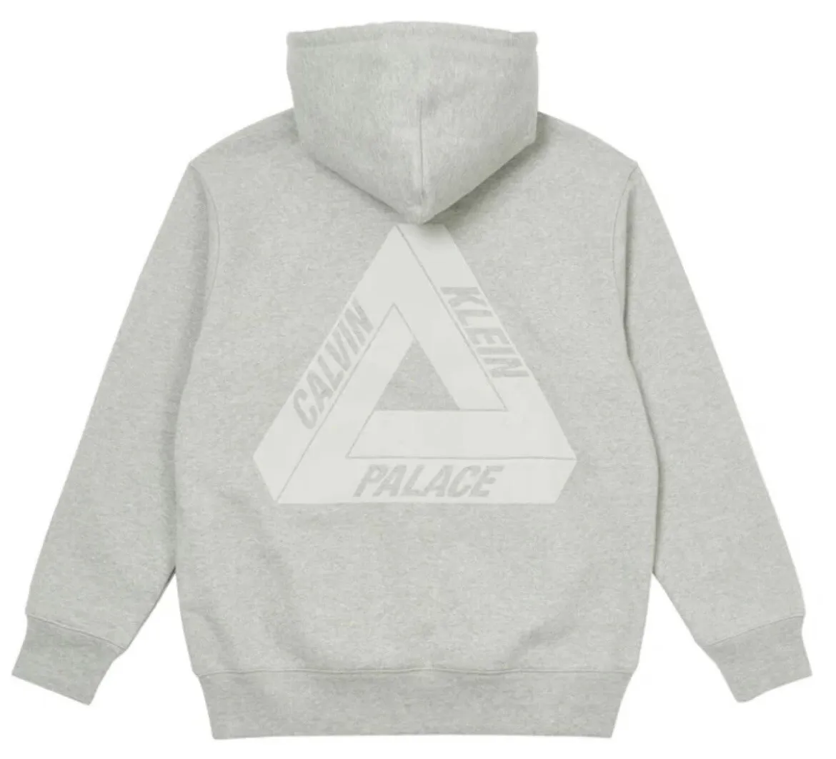 Palace ck1 tri-ferg hoodie - light marl grey - medium