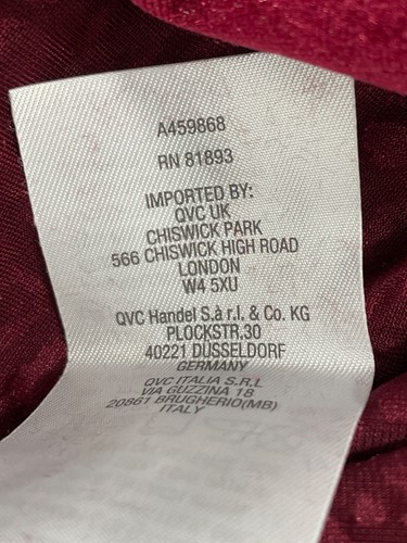 Isaac Mizrahi Live Mixed Media Cardigan Womens 2X Sangria Maroon Nylon Blend NEW - Picture 5 of 8