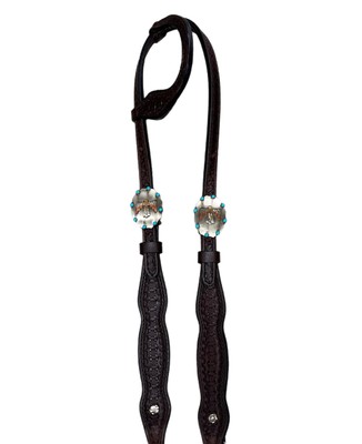 New! Circle Y Leather WINDSOR THUNDERBIRD ONE EAR HEADSTALL w/ Turquoise conchos