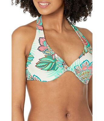 COCO REEF Tropical Lotus Twist Bikini Top Ivory 36/38D