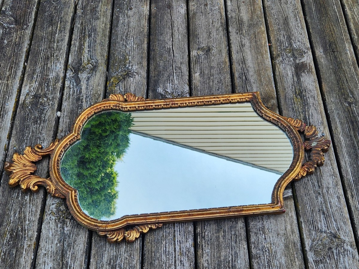 Hollywood Regency Wall Mirror 20x38 Frame Vintage Ornate