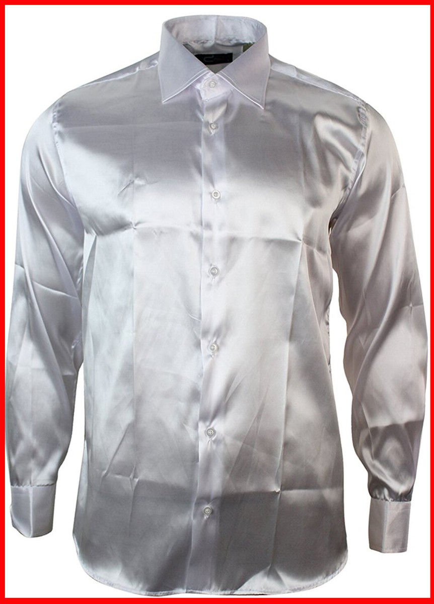 shiny grey dress shirt Light Gray Silk shirts Custom Made to Measure Wrinkle Free Shirts edit: Tailoring1