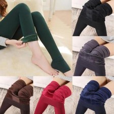Women Winter Black Thick Warm Soft Fleece Lined Thermal Stretchy Leggings Pants