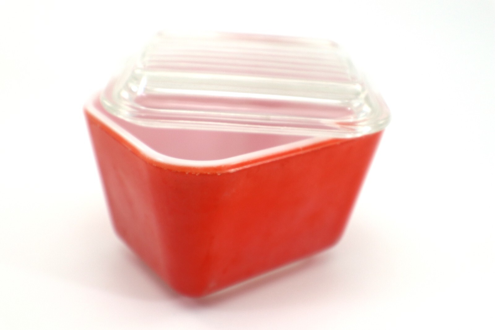 Pyrex Ovenware RED Refrigerator Dish with Clear Lid #0501C Small Vintage
