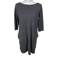 J. Jill Ponte Stretch Knit Sheath Dress Women's M B&W Pockets 3/4 Sleeve