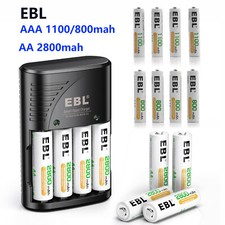 EBL AA AAA Rechargeable Batteries 2800mah 1100mAh / Charger Lot