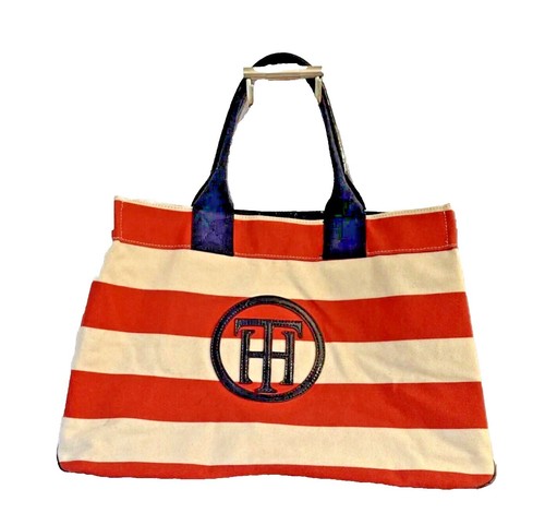 Vintage 90s Tommy Hilfiger Backpack Logo Pouch Beach Tote Bag Canvas Vintage 1990s Tommy Hilfiger Canvas Backpack Nap Sack Tote  main image 2