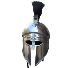 Greek Warrior Helmet Black Plume 20g Steel Historical Reenactment Armor
