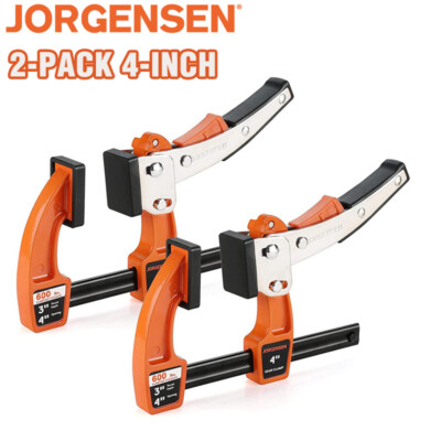 Jorgensen 4-inch Bar Clamp Set 2 Packs Bar Clamp Quick Release Gear 600 lbs Load