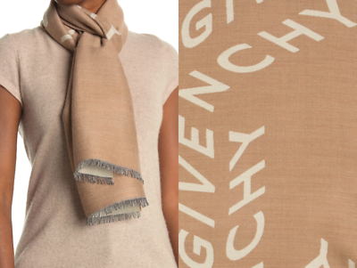 GIVENCHY Unisex Wool Silk Logo Scarf Schal Mufflers Stola Tuch