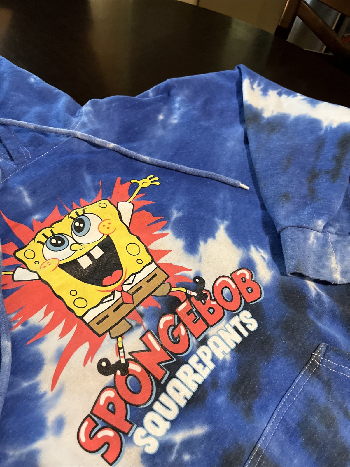 Spongebob SquarePants Blue Tie Dye Hoodie Sweatshirt … Gem