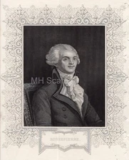 Original Antique Portrait c1850 Maximilien ROBESPIERRE France Revolution