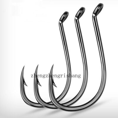 100Pcs Circle Hooks Octopus Fishing Offset Black Nickel Saltwater Hooks 1/0-5/0#