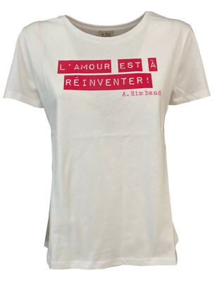 LA FEE MARABOUTEE Damen T-Shirt weiß Print fuxia Art FA-TS-BELMOND