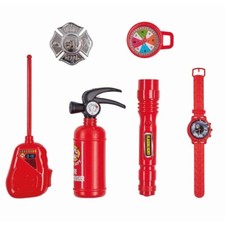 6tlg. FEUERWEHR SPIEL-SET Kinder Feuerwehrmann Spielzeug Karneval Kostüm Zubehör