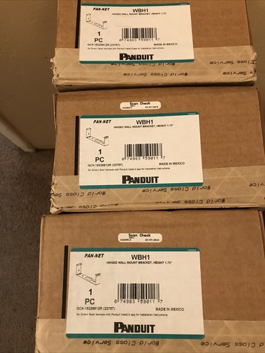 Lot Of 3 Total Panduit WBH1 Hinged Wall Mount 1U Bracket, 1.75" FREE SHIPPING. - Zdjęcie 3 z 4