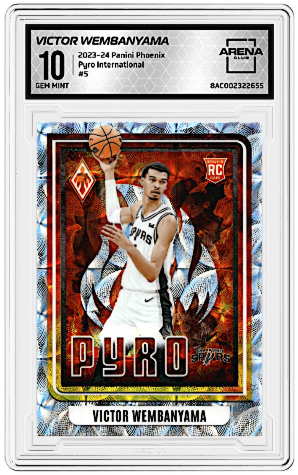 2023 Panini Phoenix Pyro International Victor Wembanyama Rookie #5 Gem Mint 10 