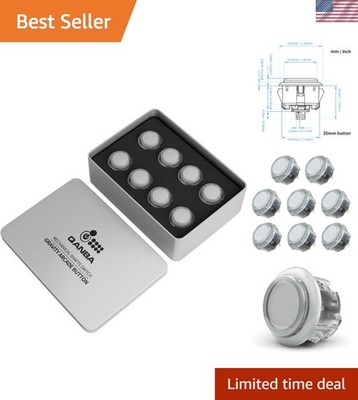 Mechanical Shaft 30mm Pushbutton Set - 8 Clear White Controls for DIY Arcades