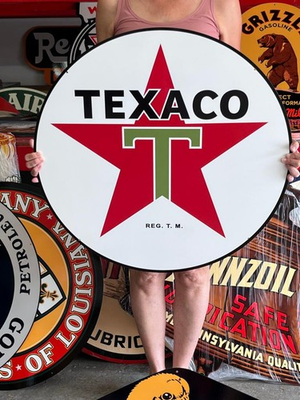 #ad Vintage Old Style Sign Texaco Gas Oil NOT Porcelain Made in USA 30x30 $197.95