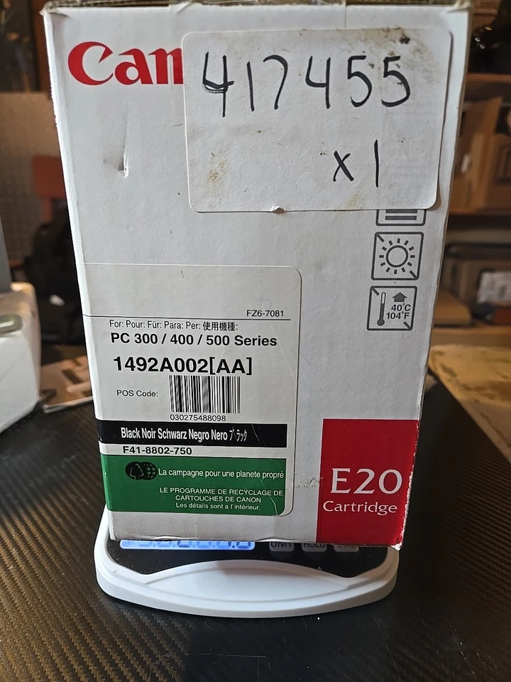 Canon E20 Black Toner Cartridge 1492A002[AA] PC 300 400 500 SEALED NEW Genuine - Image 2 of 4