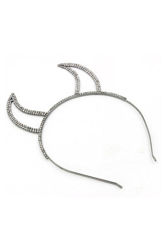 Rhinestone Devil Evil Bling Crystal Horn Iconic Headband Hairband Accessories