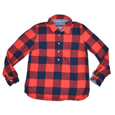 Tommy Hilfiger Men's Red Blue Plaid Button Down Regular Size L Casual Shirt