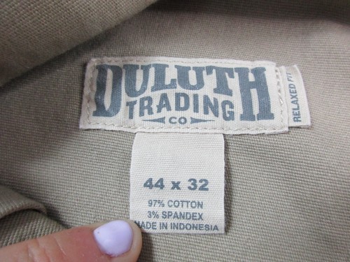 Duluth Flex Fire Hose Utility Workwear Pants Men 44x32 Beige Stretch Relaxed Fit - Picture 2 of 9