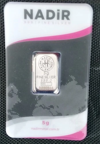 5 gram Silver Bullion Bar Nadir Refinery In Blister Pack