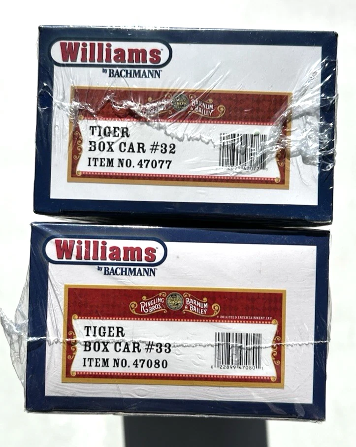 SET OF TWO WILLIAMS RINGLING BROS TIGER BOX CARS #47077 & 47080 CAR NOS 32 &33 - Image 2 of 3