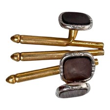 SINGLES 3 5/16" Gray Squares MOP Vintage Formal Tuxedo Prom Shirt Stud Square