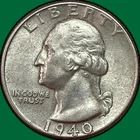 1940 Washington Quarter Silver Almost Uncirculated AU Coin #38671