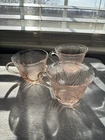 Set of Three Pink Depression Glass Hazel Atlas Royal Lace Coffee Tea Cups