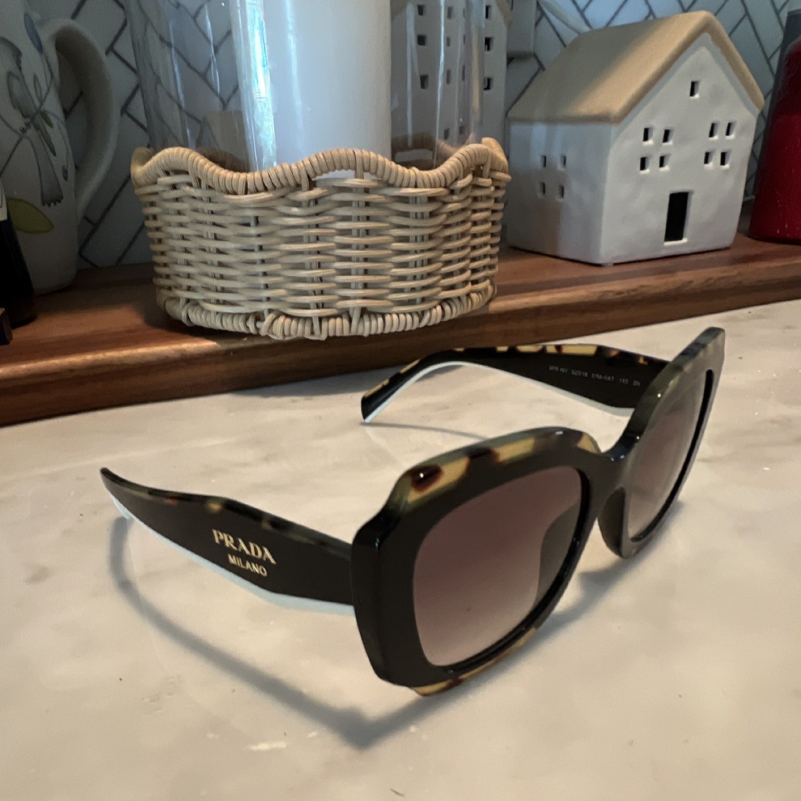 PRADA Cat Eye Oversized Tortoise Shell Frame Brow… - image 1