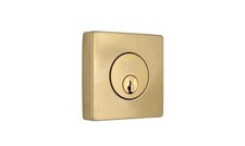 Home Decorators Square Brushed Gold Single Cylinder Deadbolt w/ Dual Keyway