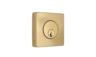 Home Decorators Square Brushed Gold Single Cylinder Deadbolt w/ Dual Keyway