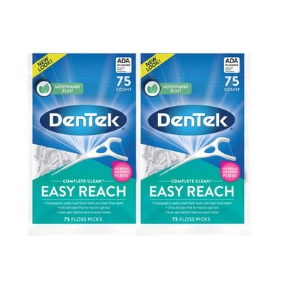 DenTek Complete Clean Easy Reach Floss Picks, Advanced 75 Count (Pack of 2) 